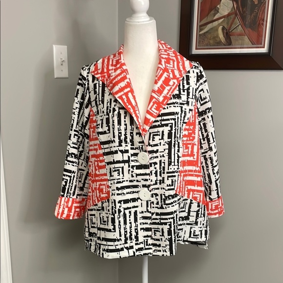 IC by CONNIE K Collection Textured Geo Print Jacket Womens Size Large NWT $178 - Picture 1 of 7